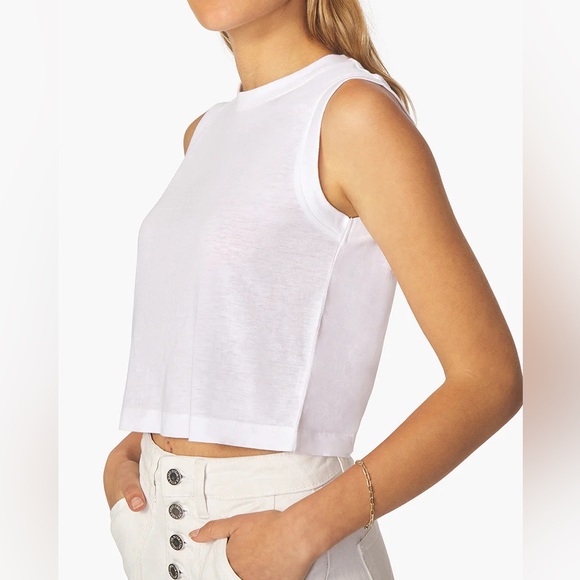 NWT WeWoreWhat Cotton Jersey Cropped Muscle Tee in Light Grey - Picture 2 of 5
